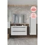 Balneom Kadife Beyaz Parlak Hıgh Gloss 100 cm Banyo ve Boy Dolabı