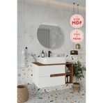 Balneom Koza 80 cm Beyaz Aynalı Üst Dolap Raf ve Lavabo Banyo Dolabı