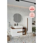 Balneom Koza 90 cm Beyaz Aynalı Üst Raf ve Lavabo Boy Banyo Dolabı