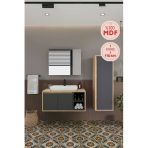 Balneom Lale 100 cm Lavabolu Banyo Dolabı + Aynalı Dolap + Boy Dolabı
