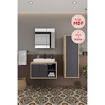 Balneom Lale 70 Cm Set %100 Mdf Lavabolu Banyo Dolabı + Aynalı Dolap + Boy Dolabı Antrasit