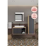 Balneom Lale 80 Cm Set %100 Mdf Lavabolu Banyo Dolabı Aynalı Dolap Boy Dolabı Antrasit