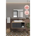 Balneom Lale 90 Cm %100 Mdf Lavabolu Banyo Dolabı + Aynalı Dolap Antrasit