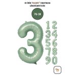 BALOMİS 3 Yaş Rakam Folyo Balon Retro Yeşil Helyum Uyumlu Doğum Günü Süsü