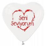 BALON 10'LU ŞEFFAF KALP SENİ SEVİYORUM KIRMIZI BASKILI