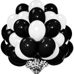 Balon Diyarı 10 adet Siyah - Beyaz- Konfetili şeffaf balon , Metalik , Mat Pastel Kaliteli Balon Seti