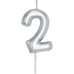 BALON DİYARI 2 Yaş Gümüş Rakam pasta mumu doğum günü yaş mum 9cm