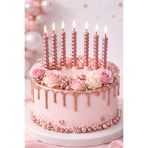 BALON DİYARI 6’lı Boncuk Pasta Mumu Rose Pembe– Doğum Günü & Parti Mum Seti Şık Tasarım