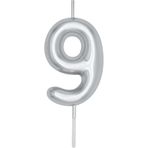 BALON DİYARI 9 Yaş Gümüş Rakam pasta mumu doğum günü yaş mum 9cm