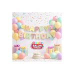 BALON DİYARI Özel Kesim Makaron Banner Happy Birthday – 210 cm Doğum Günü Yazısı Kaliteli