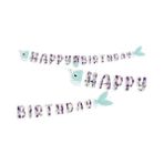 Balon Evi TPD0666 Pırıltılı Deniz Kızı, 2.50m ''Happy Birthday'' Banner