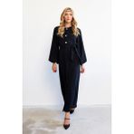 Balon Kol Düğmeli Abaya Elbise - Siyah - 46