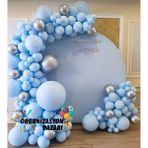 Balon Seti Makaron Mavi - Krom Gümüş 100 Lü Balon Zinciri Seti