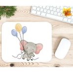 Balon Tutan Sevimli Fil Baskılı Özel Tasarım Dikdörtgen Kaydırmaz Mousepad - Dağ