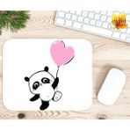 Balon Tutan Sevimli Panda Baskılı Özel Tasarım Dikdörtgen Kaydırmaz Mousepad - Adrenalin Mavi