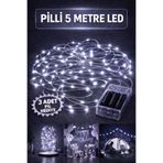 Baloncu Dede 5 Metre Beyaz Peri Led Işık Pilli Yanıp Sönen Özel Gün Doğum Günü Süslemesi