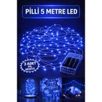 Baloncu Dede 5 Metre Mavi Peri Led Işık Pilli Yanıp Sönen Özel Gün Doğum Günü Süslemesi 3 Pil Hediyeli