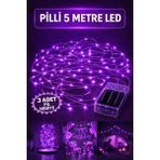 Baloncu Dede 5 Metre Peri LED Işık Pilli Yanıp Sönen Özel Gün Doğum Günü Süslemesi Sevgililer Günü - Mor
