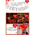 Baloncu Dede Kalpli Balon Happy Birthday Folyo Balon Kalpli Mum Seti Gül Kurusu Set Sevgililer Doğum Günü Helyum