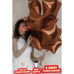 Baloncu Dede Karemel Yıldız Folyo Balon 5 Adet Helyum Uyumlu Balon Sevgili ve Özel Gün Balon
