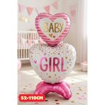 Baloncu Dede Pembe Ayaklı Baby Girl Folyo Balon Baby Shower Parti Cinsiyet Belirleme Cinsiyet Partisi Malzemeleri