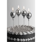 Baloncu Nene Balon Desenli Gümüş Pasta Mumu Doğum Günü Pasta Mumu Yaş Doğum Günü Mumu