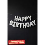 Baloncu Nene Beyaz Happy Bırthday Folyo Set Balon Doğum Günü Helyum Doğum Günü Süs Kutlama Çocuk Doğum Günü