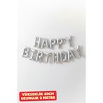 Baloncu Nene Gümüş Happy Bırthday Folyo Set Balon Doğum Günü Helyum Doğum Günü Süs Kutlama Çocuk Doğum Günü