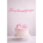 Baloncu Nene Hoşgeldin Bebeğim Kız Çocuk Pembe Yazı Süs – 20x110 cm Baby Shower Kapı Duvar Süsü
