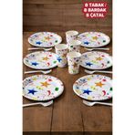 Baloncu Nene Yıldız Temalı Karton Tabak Bardak Çatal Seti Çocuk Doğum Günü Doğum Günü Tabağı Kullan At Tabak