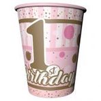 Balonevi BMP1110THB5169 Pırıltılı First Birthday Kız 220-2 8 Li 1 Paket 8 Adet Bardak