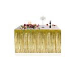 BalonEvi Gold Püsküllü Metalize Masa Eteği Metalik Folyo 70cm X 300cm