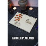 Balonlu Bisiklet Ahşap Plan Defteri - Tarihsiz Ajanda - Haftalık Planlayıcı (Süresiz Planlayıcı) A5