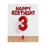 Balonsan Happy Bırthday Kırmızı Balon Seti -3-