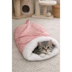 Balpet Kedi Kurulanma ve Uyku Tulumu – Yumuşak Peluş Astar, Sıcak Tutan Model - Pembe