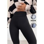 Balta Collection Kadın Siyah Kışlık İçi Polarlı Yüksek Bel Toparlayıcı Korseli İnterlok Çelik Örme Tayt İç Göstermez - 4XL