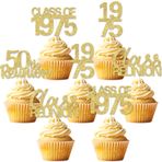 Balterever 36 parça 50. sınıf buluşma Cupcake Topper süslemeleri altın sınıfı 1975 Reunion süslemeleri 50 yıl lise sınıfı toplantı masa süslemeleri lise için 50 yıl yeniden birleşme süslemeleri
