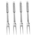 Baluue 4 Adet paslanmaz çelik barbekü çatalı ışık mangal Balık çatalı zıpkın barbekü çatalları kavurma metal barbekü şişleri ikiz ızgara çatalı et çatalı dış mekan Gıda