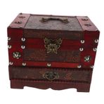 Baluue L Kilitli Ahşap Mücevher Kutusu Retro Stil Biblo Saklama Sandığı Ahşap Hatıra Kutusu Masaüstü Çeşitli Eşyalar Küpeler Kolyeler İçin Düzenleyici