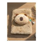 Bam Capybara Çantalı Çizgili Kilitli Peluş Defter 80 Yaprak