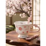 Bam Sakura Çiçek Tasarımlı Kaşıklı Seramik Kupa Özel Kutusunda 1972 - Renkli