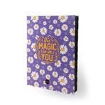 Bam Siyah Yaprak Papatya Lila 14.8x21 cm Lastikli Defter