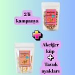 Bambam Natural Köpek Çiğneme ve Ödül Mamaları 2'li Paket 200GR Tavuk Ayağı ve Akciğer Küp 2cm - 2 Adet - Portakal Rengi