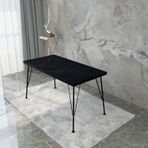 Bambeds Mobilya 60x120 Siyah Mermer Metal Ayak Dekoratif Mutfak Masası