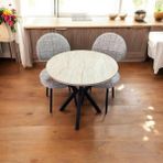Bambeds Mobilya 70 x 70 Trevertan Yuvarlak Balkon Masa Ahtapot Ayak Armut Sandalye 2 Adet - Traverten