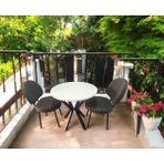 Bambeds Mobilya 70X70 Beyaz Yuvarlak Balkon Masa Ahtapot Ayak Armut Beyaz Sandalye 2 Adet - 70 x 70