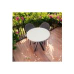 BAMBEDS MOBİLYA Bambeds Mobilya 70x70 Beyaz Yuvarlak Balkon Masa Ahtapot Ayak Armut Beyaz Sandalye 2 Adet