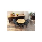 BAMBEDS MOBİLYA Bambeds Mobilya 70x70 Çam Yuvarlak Balkon Masa Ahtapot Ayak Armut Keten Sandalye 2 Adet