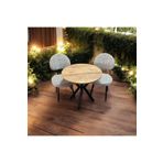 BAMBEDS MOBİLYA Bambeds Mobilya 70x70 Çam Yuvarlak Balkon Masa Ahtapot Ayak Armut Sandalye 2 Adet