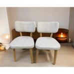 Bambeds Mobilya Bambeds Mobilya, Wood Bam Iskandinav 2li Ahşap Sandalye Krem Mutfak Salon Yemek Odası Sandalyesi